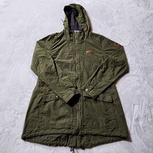 Columbia Women's Green Full-Zip Long Hooded Jacket Size Large